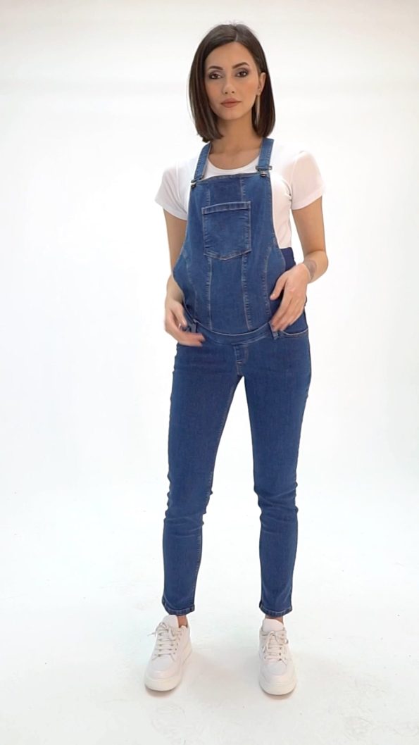 BUSA Maternity Convertible Dungaree Pants Blue