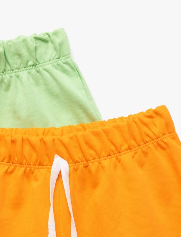 Girls' Cotton Basic Multicolor Elastic Waist 2-Pack Shorts Set