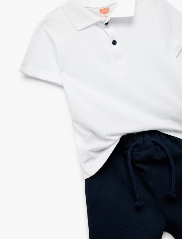Baby Boys' Cotton Short Sleeve Polo Shirt and Drawstring Shorts Set