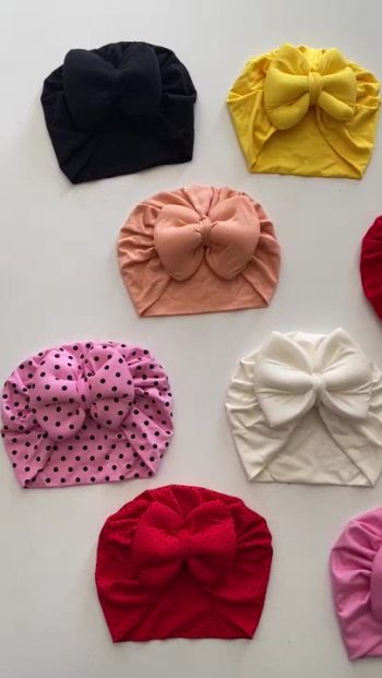 ÖZLEM BEBE Pink Bow Girl Baby Bonnet