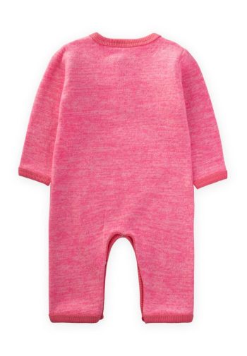 Melange Hooded Jumpsuit for Ages 0-3 in Pink Melange