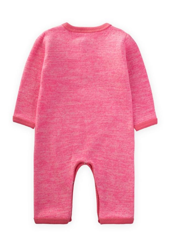 Melange Hooded Jumpsuit for Ages 0-3 in Pink Melange