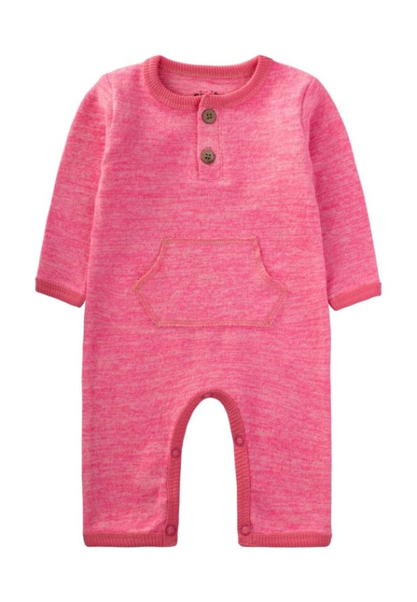 Melange Hooded Jumpsuit for Ages 0-3 in Pink Melange