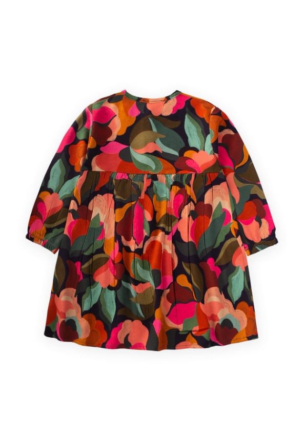 Patterned Viscose Dress for Ages 2-10 in Navy Blue
