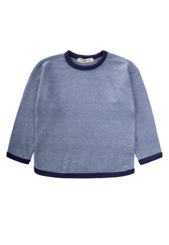 Contrast Detail Marled Sweatshirt for Ages 1-5 Indigo Blue