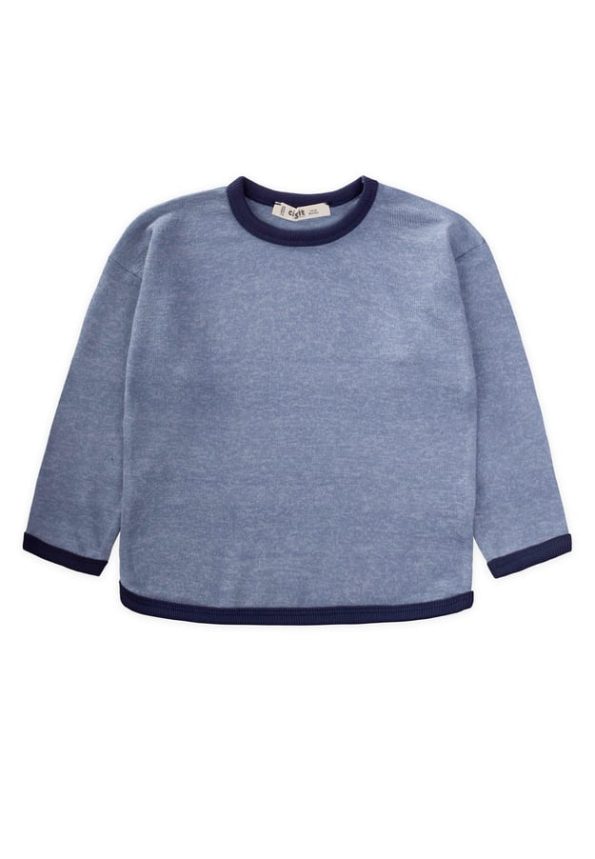 Contrast Detail Marled Sweatshirt for Ages 1-5 Indigo Blue