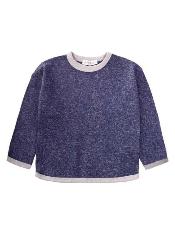Contrast Detail Fleece Sweatshirt for Ages 1-5 Navy Blue