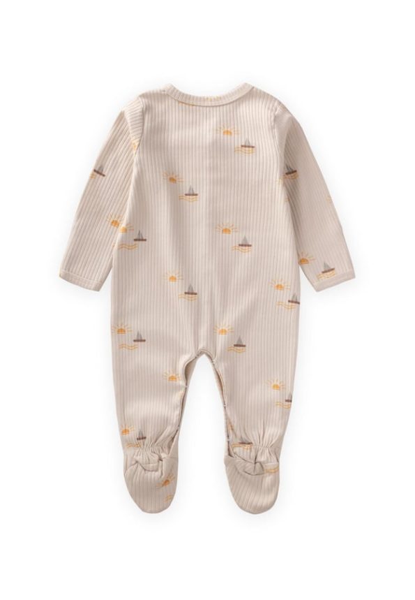 Footed Printed Romper with Gloves for 0-9 Months - Sun Pattern