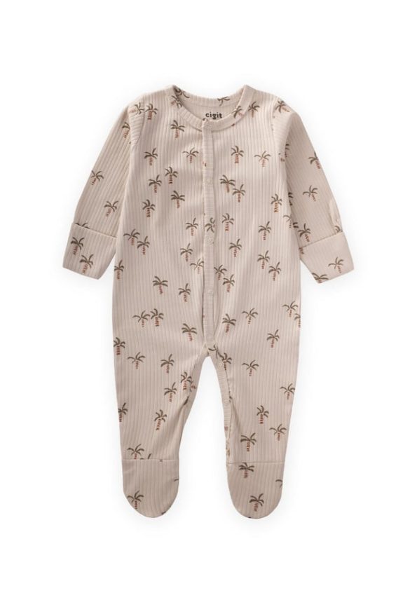Baby Footed Bodysuit with Gloves - Palm Pattern 0-9 Months