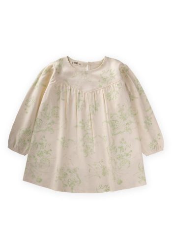 Flower Pattern Dress for Ages 2-6 in Green