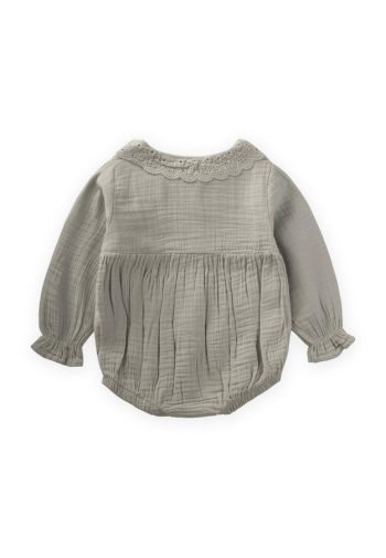 Seasonal Muslin Bodysuit with Fisto Collar for Ages 0-2 in Aqua Green