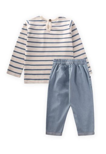Seasonal Set with Appliqué Embroidered Denim Pants for Ages 1-6