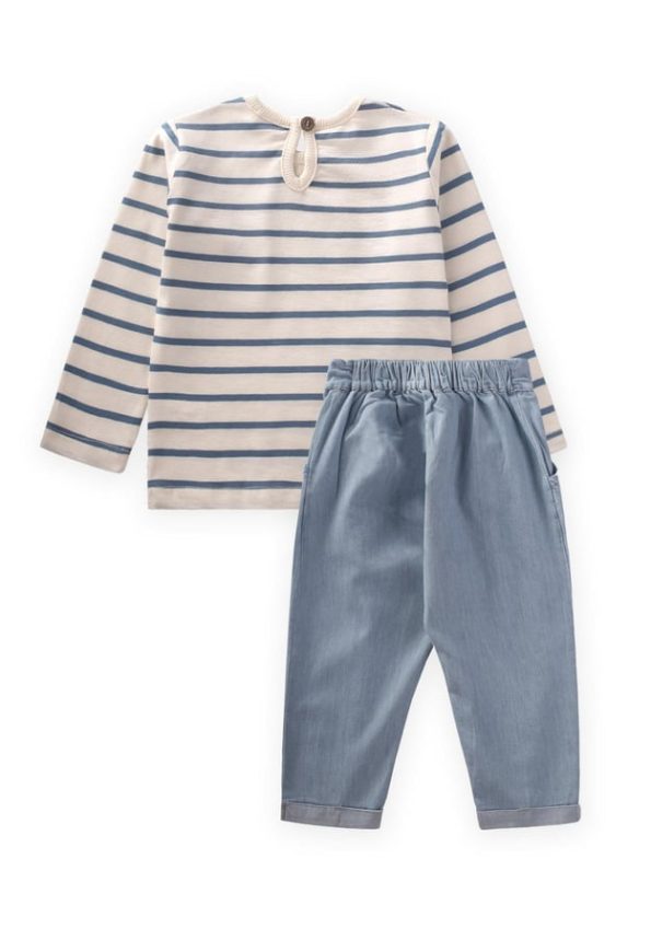 Seasonal Set with Appliqué Embroidered Denim Pants for Ages 1-6