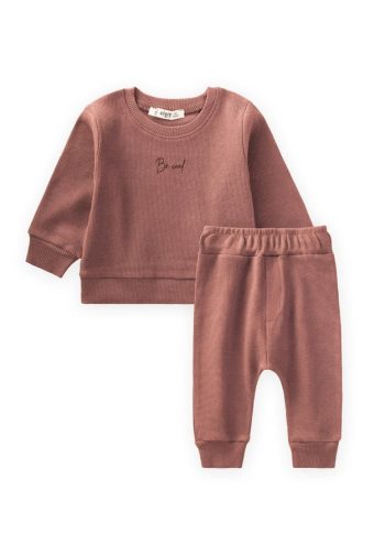 Be Cool Embroidered Sweatshirt Set 0-5 Years Dusty Pink