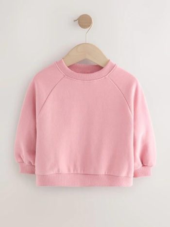 Girls' Cotton Pink Sweatshirt and Striped Wide Leg Pants Set