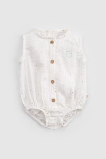 Organic Cotton Muslin Ecru Baby Sleeveless Bodysuit