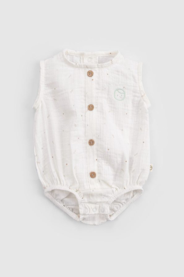 Organic Cotton Muslin Ecru Baby Sleeveless Bodysuit
