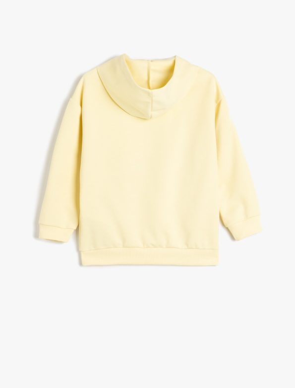 Boys' Hooded Long Sleeve Oversized Slogan Print Sweatshirt