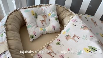 Jaju Baby Cute Fawn Luxury Design Pom-Pom 3-Piece Co-Sleeping Set