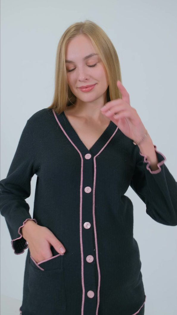 Miss World Lissa Front Button Adjustable Waist Maternity and Nursing Pajama Set