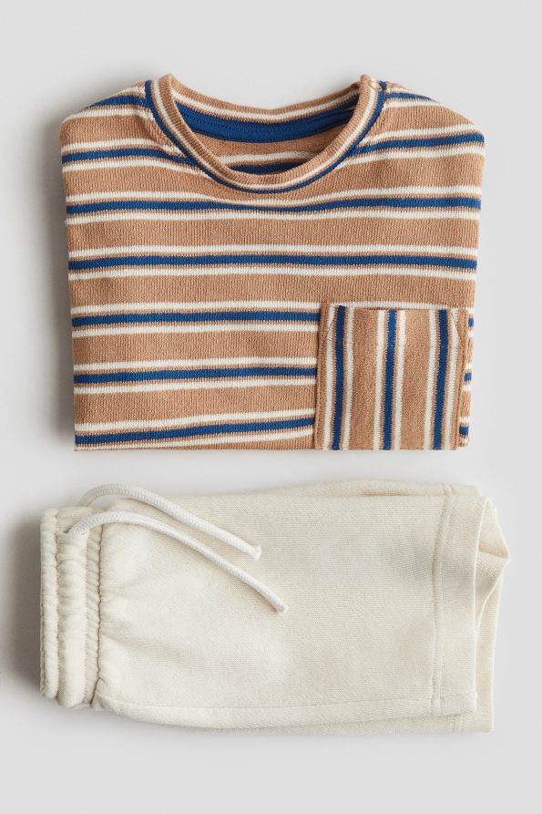2-Piece T-Shirt and Sweatshirt Short Set