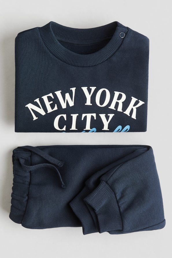 2-Piece Printed Fleece Lined Sweatshirt Set