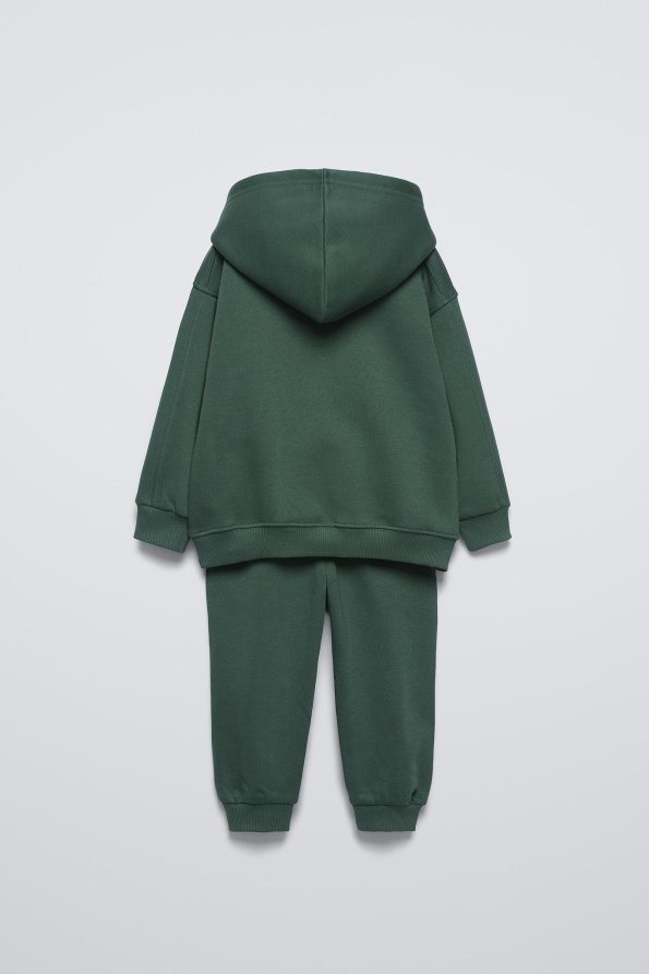 Boys' Cotton Printed Hoodie and Sweatpants Set - Green