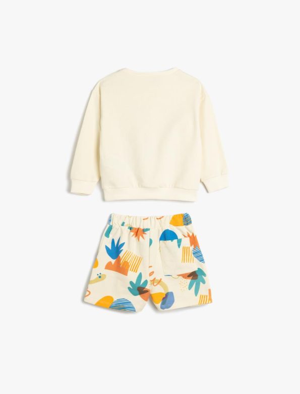 Boys' Cotton Printed Shorts and Sweatshirt Set