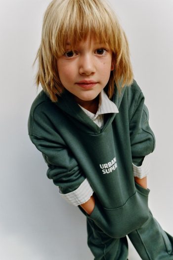 Boys' Cotton Printed Hoodie and Sweatpants Set - Green