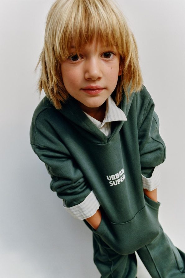 Boys' Cotton Printed Hoodie and Sweatpants Set - Green