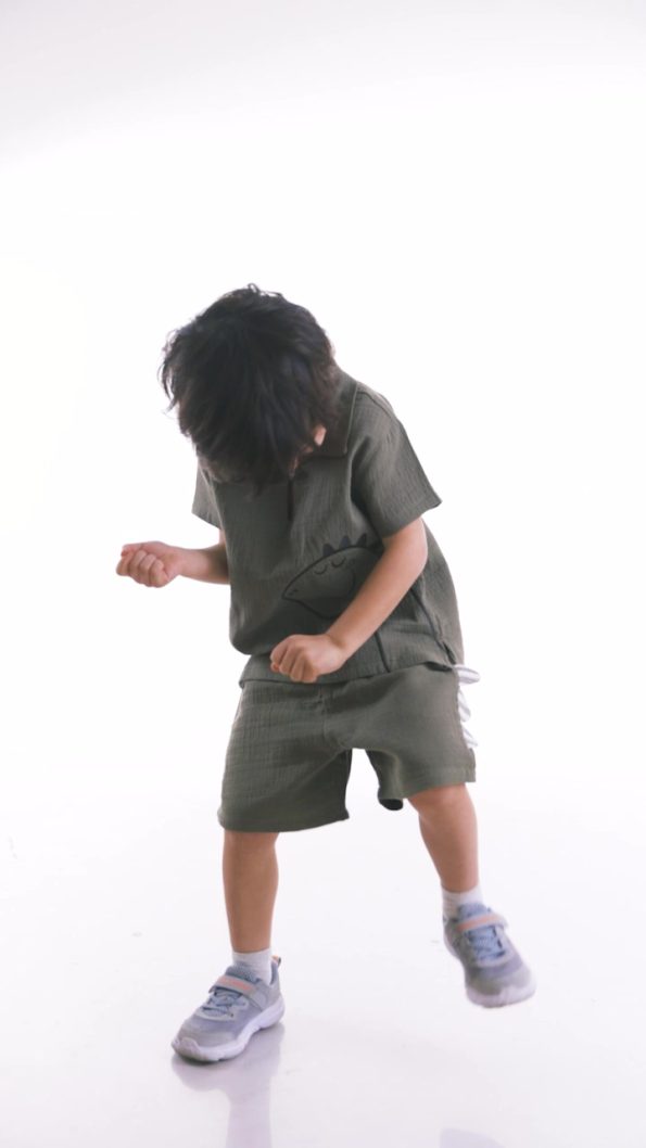 Denokids Dino Boys' Baby Summer Muslin Shorts and Shirt Set