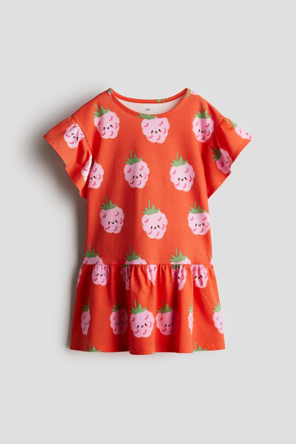 Ruffled Sleeve Cotton Dress