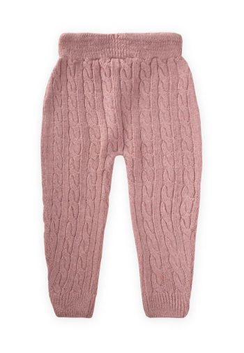 Braided Knit Trousers for Ages 1-5 in Blush Pink
