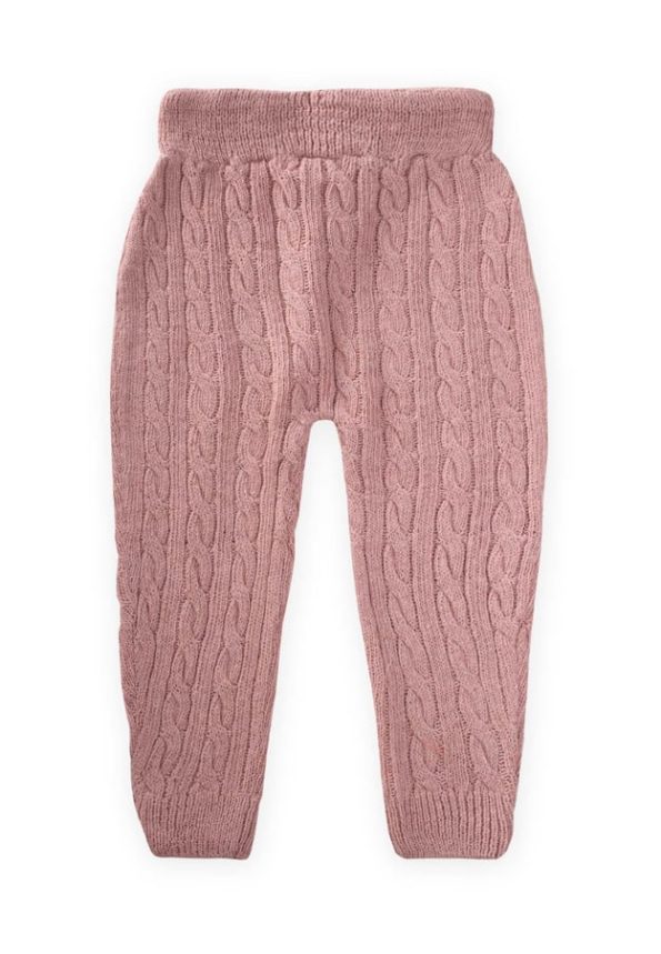 Braided Knit Trousers for Ages 1-5 in Blush Pink