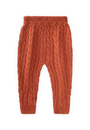 Braided Knit Pants for Ages 1-5 in Terracotta