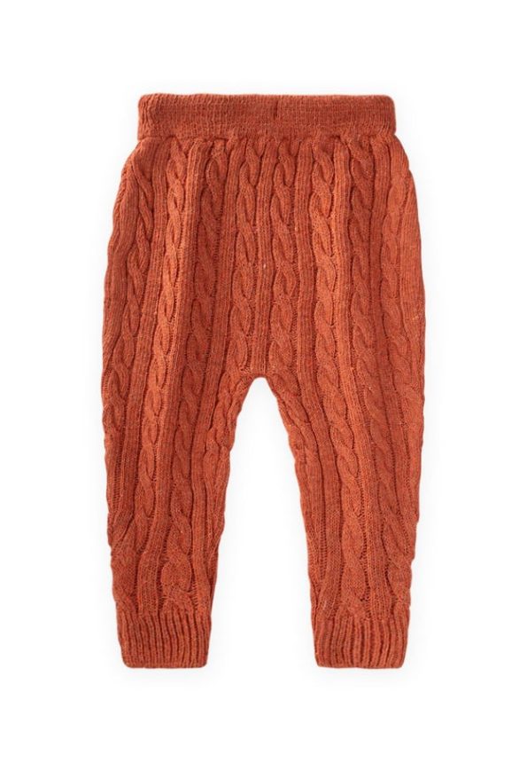 Braided Knit Pants for Ages 1-5 in Terracotta