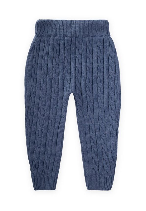 Braided Knit Trousers for Ages 1-5 Indigo Blue