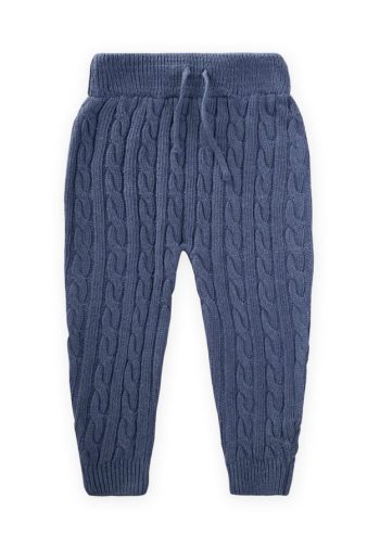 Braided Knit Trousers for Ages 1-5 Indigo Blue