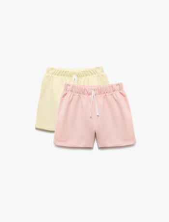 Girls' Cotton Elastic Waist Basic Multicolor Bermuda Shorts Set