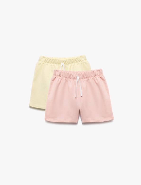 Girls' Cotton Elastic Waist Basic Multicolor Bermuda Shorts Set