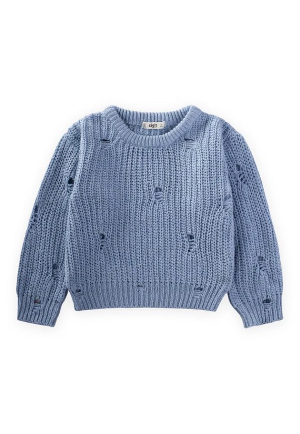 Knitted Sweater for Ages 2-8 in Light Blue