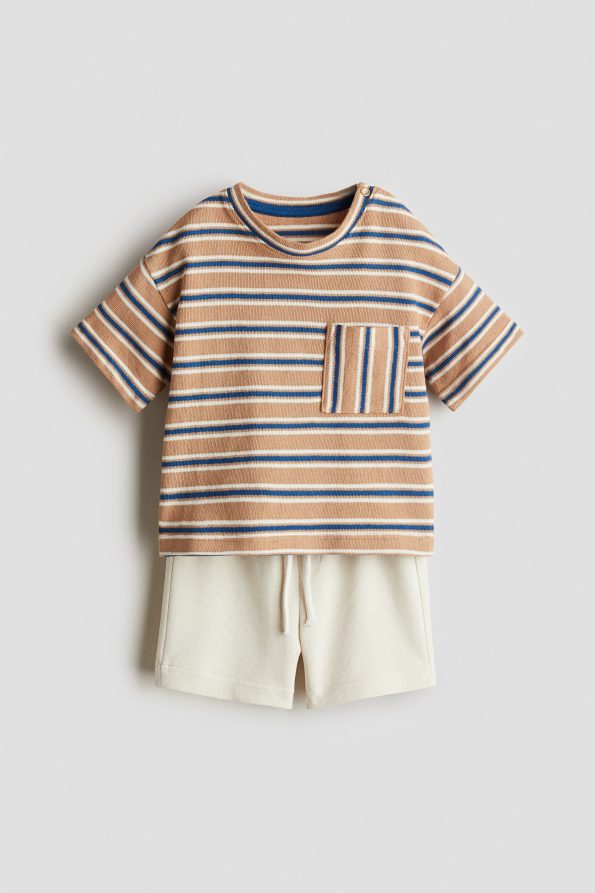 2-Piece T-Shirt and Sweatshirt Short Set