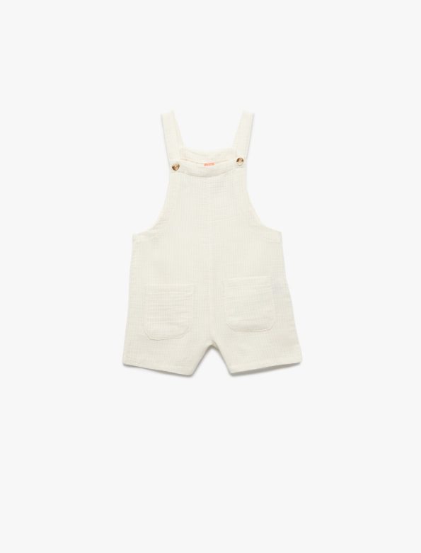 Baby Boy Button-Up Cotton Short Dungaree