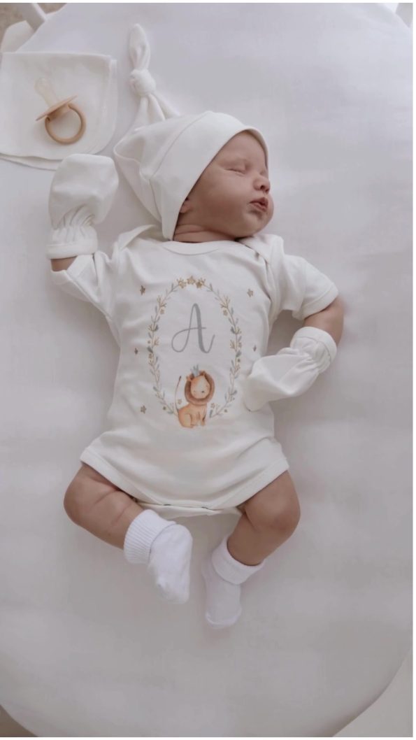Tuğba Swan Organic 11-Piece Hospital Set - For Baby - Sleeping Bear in the Moonlight