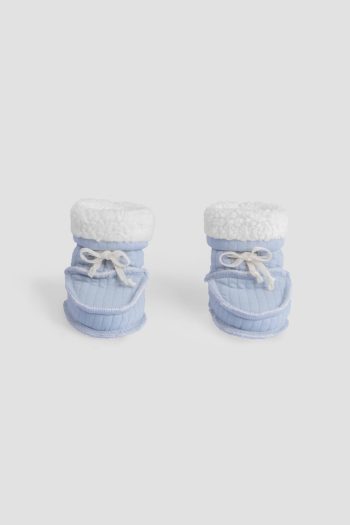 Wellsoft Quilted Blue Baby Booties