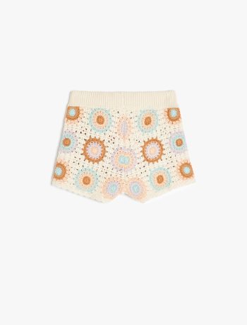 Knitted Detail Cotton Knit Shorts for Baby Girls