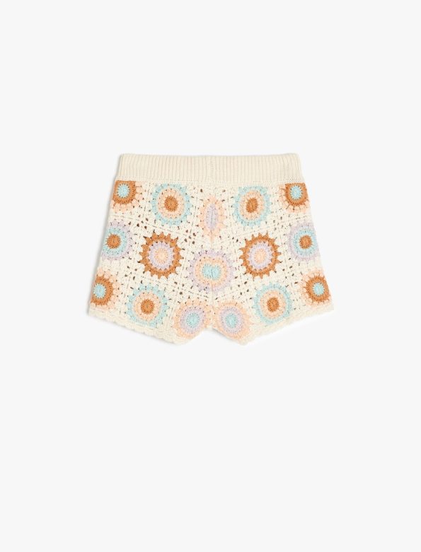 Knitted Detail Cotton Knit Shorts for Baby Girls