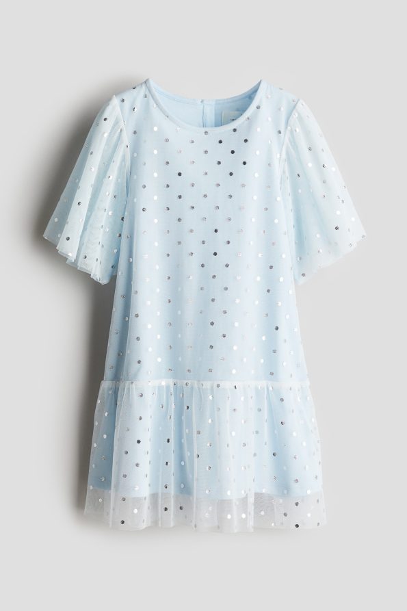 Foil Printed Tulle Dress