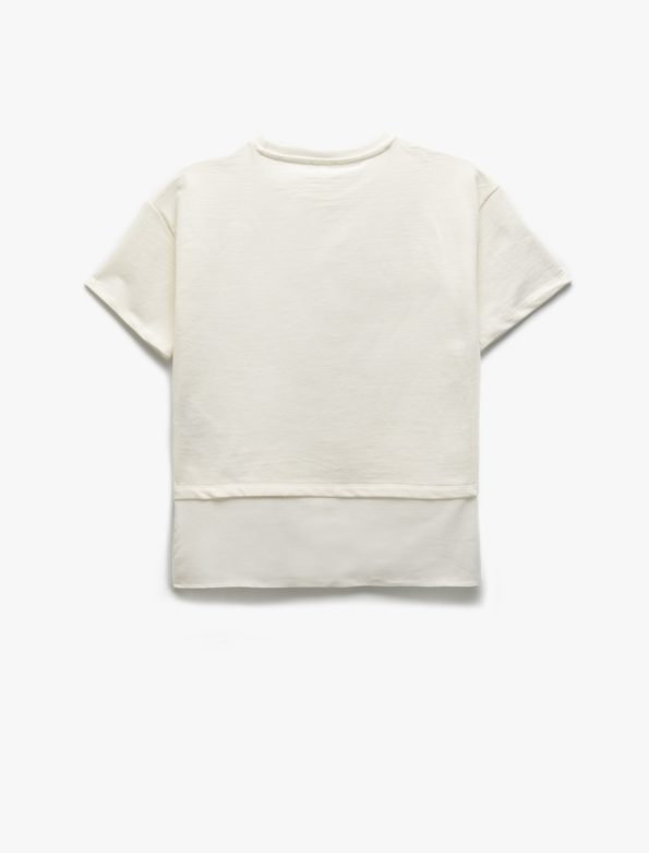 Girls' Short Sleeve T-Shirt with Sequin Bow Detail