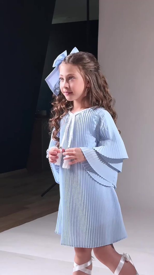 Mnk Baby&Kids Girls' Pleated Dress in Blue
